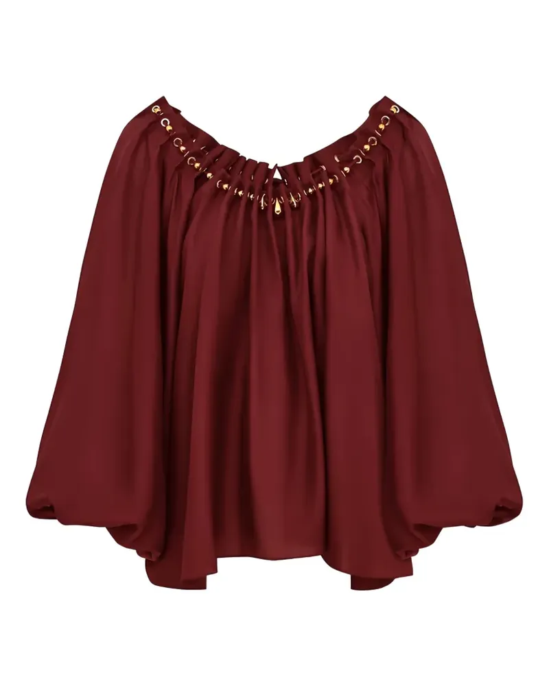 Zimmermann Aster gathered bead blouse - Rot Rot