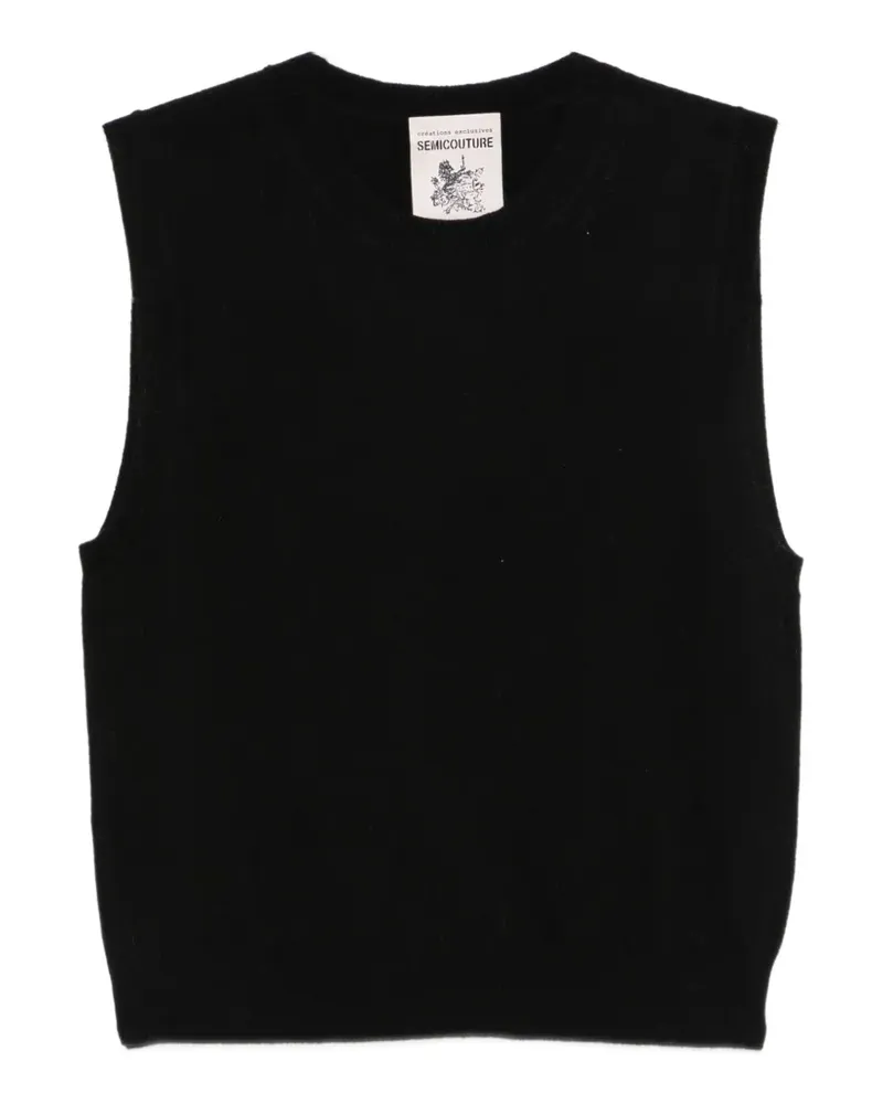 Semicouture Fein gestrickter Pullunder - Schwarz Schwarz
