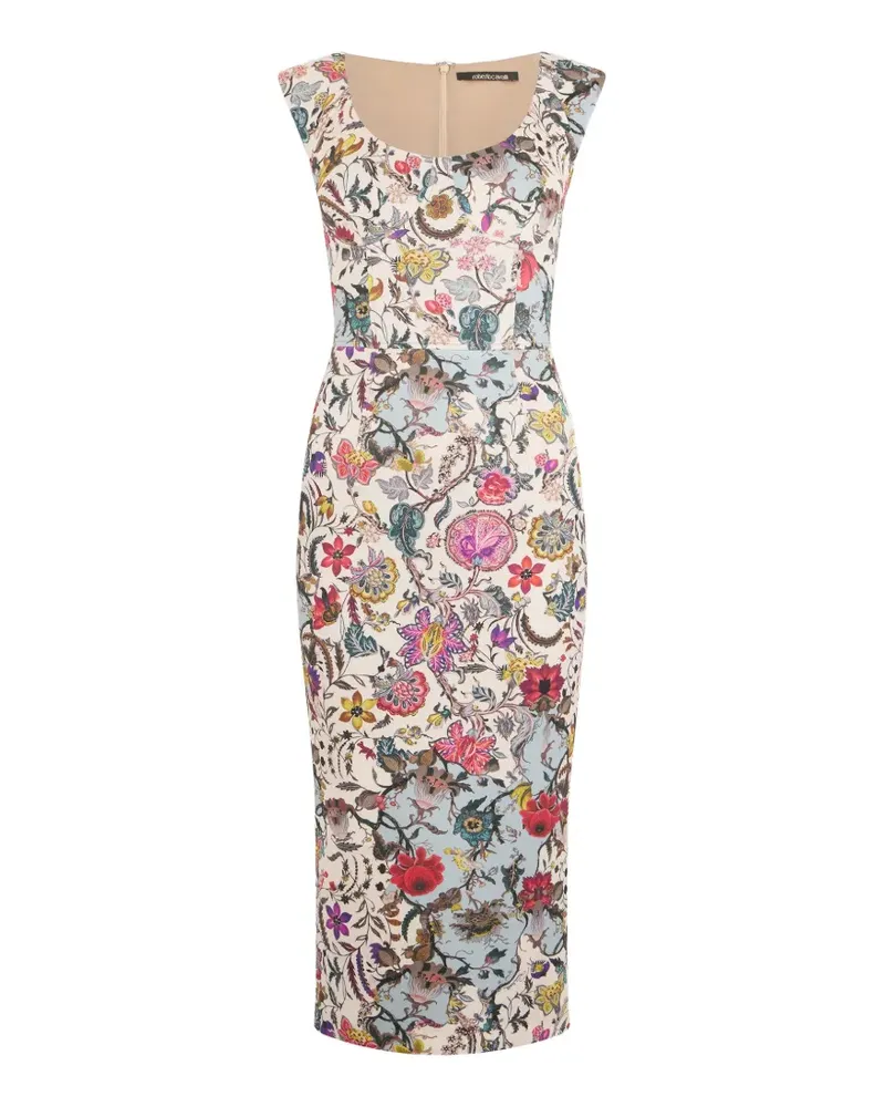 Roberto Cavalli Midikleid mit Blumen-Print - Nude Nude