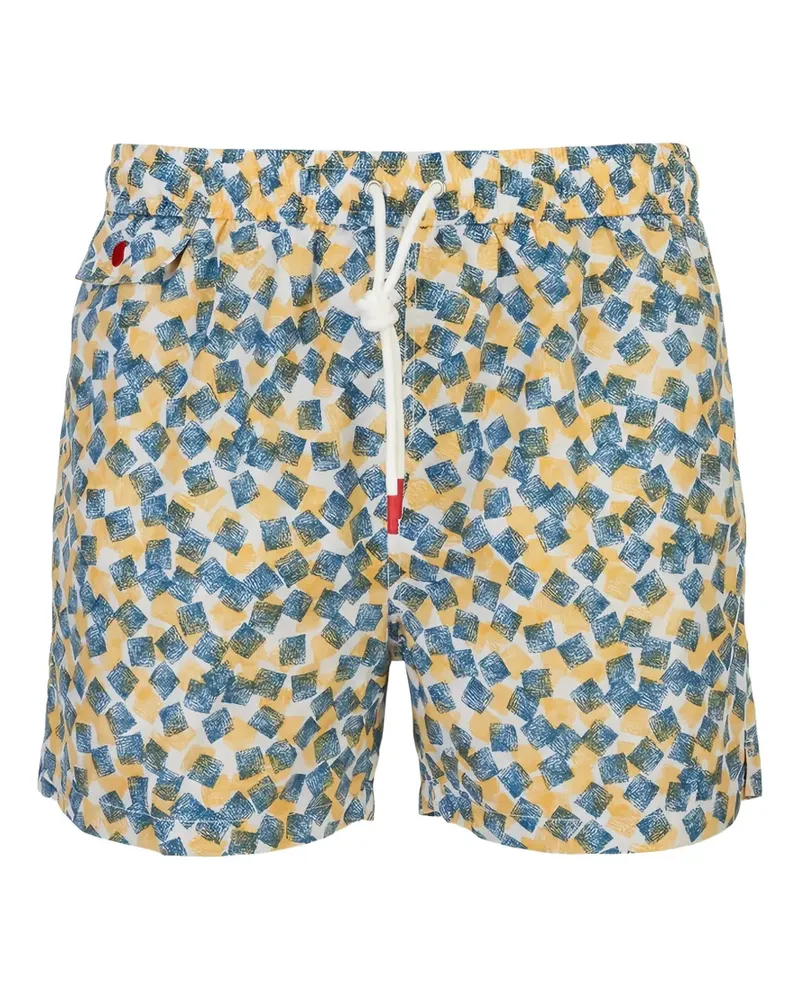 Kiton geometric-print swim shorts - Weiß Weiß