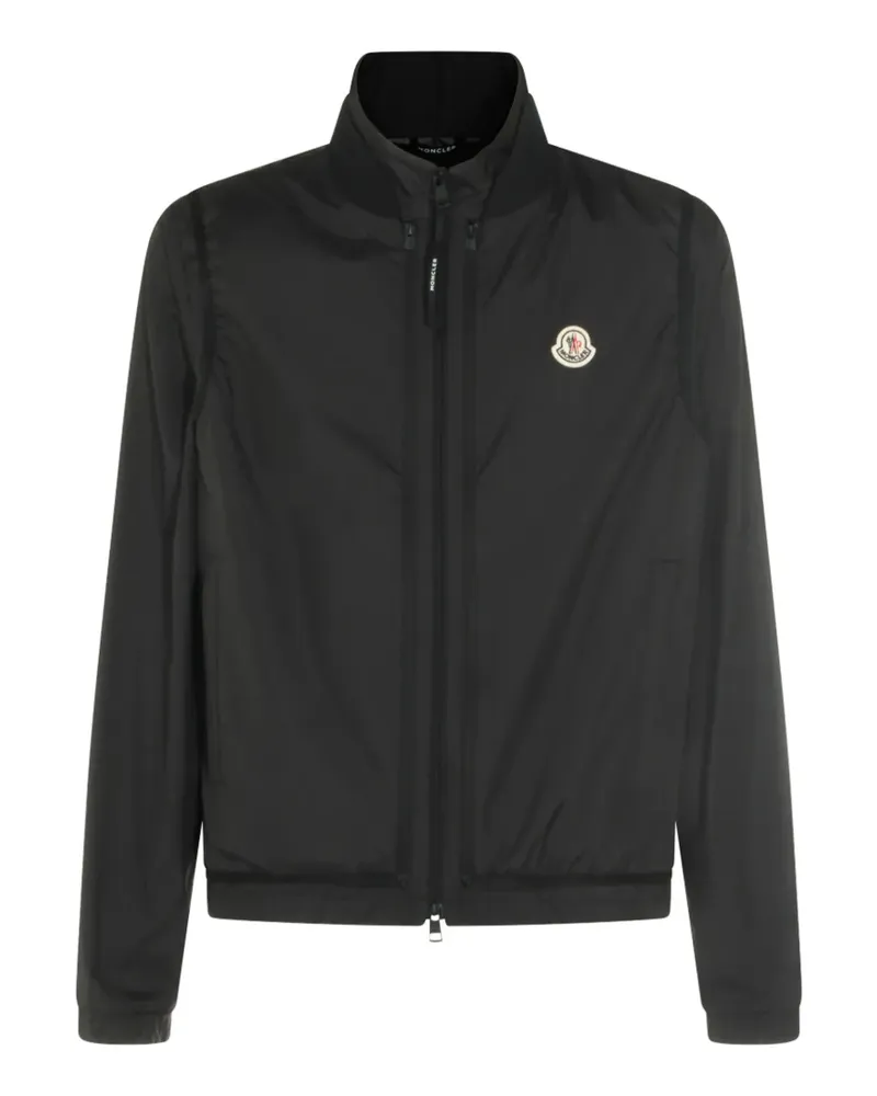 Moncler logo-patch zip-up jacket - Schwarz Schwarz