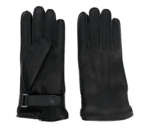 Handschuhe aus Leder mit Klettverschluss - Schwarz