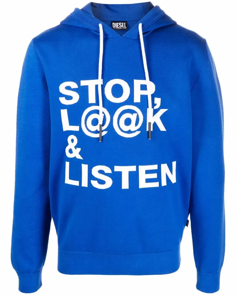 Diesel Hoodie mit Slogan-Print - Blau Blau