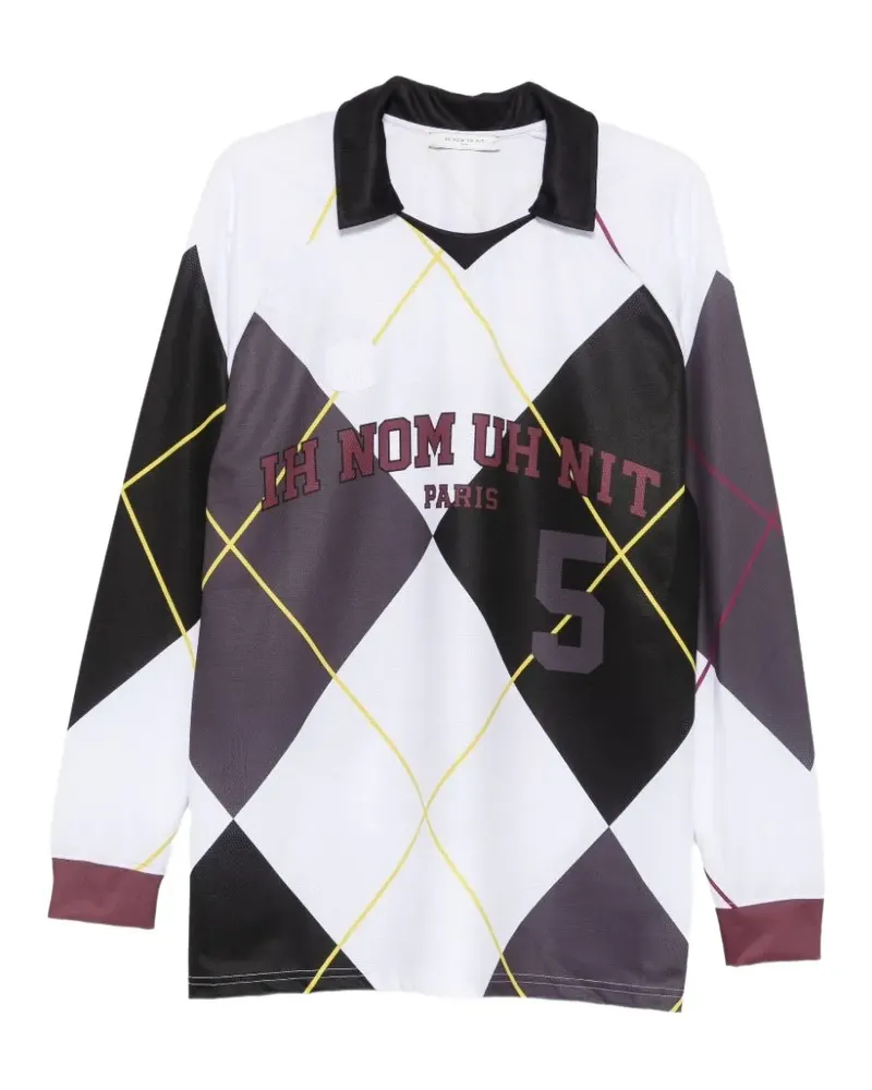 IH NOM UH NIT Poloshirt mit Argyle-Print - Weiß Weiß