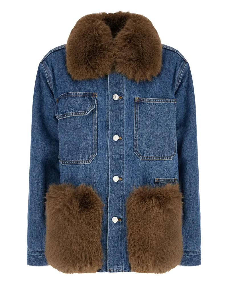AVA ADORE Jeansjacke mit Faux Fur-Besatz - Blau Blau