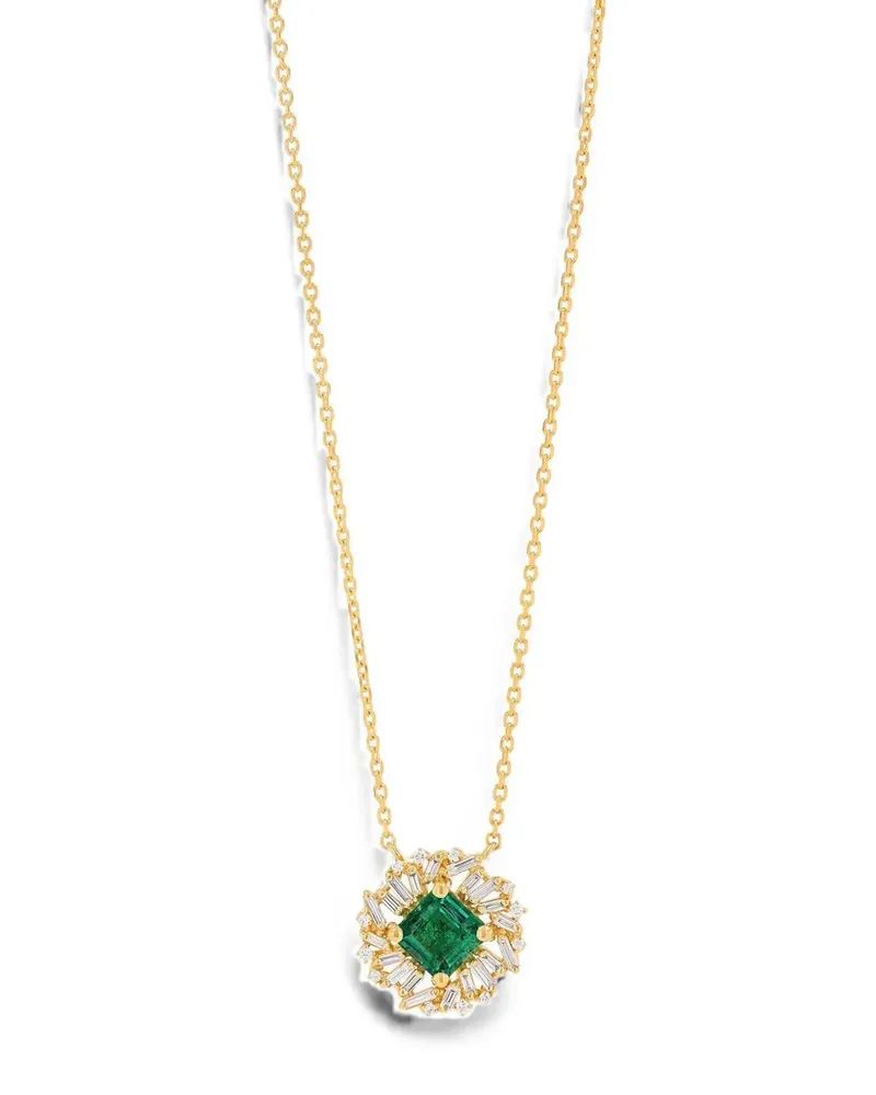 Suzanne Kalan emerald and diamond pendant necklace - Gold Gold
