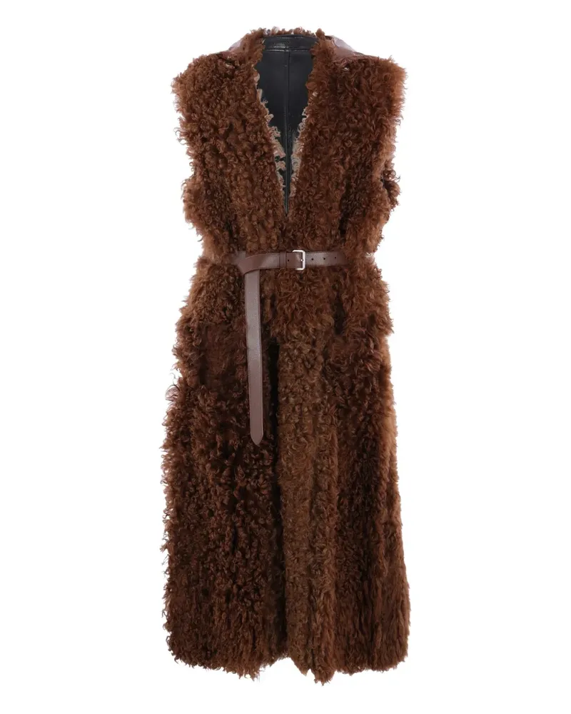 PLAN C hooded belted coat - Braun Braun