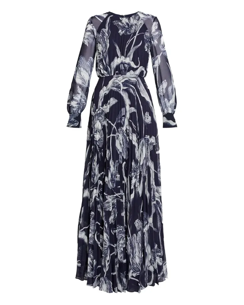 Erdem floral-print long-sleeve maxi dress - Blau Blau