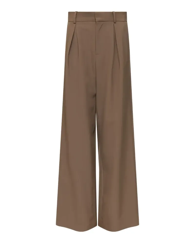 Maison Margiela mannequin-label wool-blend pleated trousers - Braun Braun