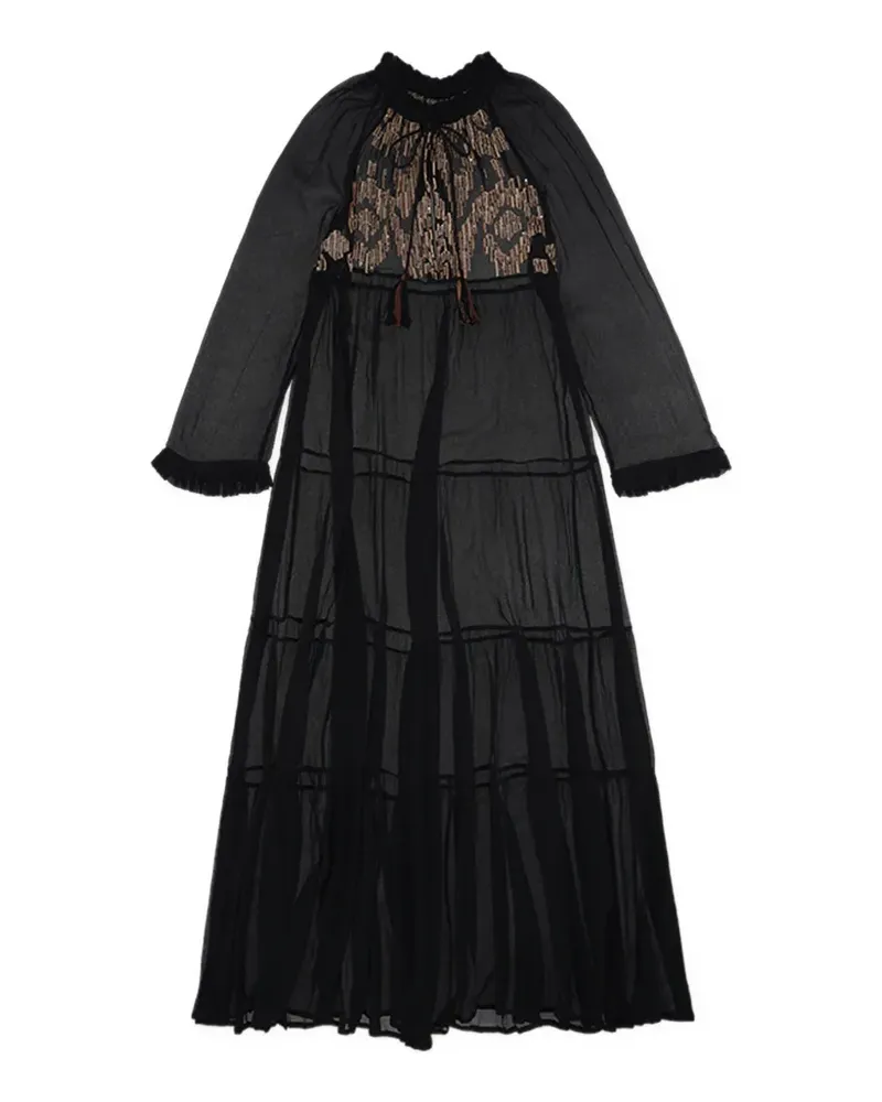 Fortela Arsia embroidered silk maxi dress - Schwarz Schwarz