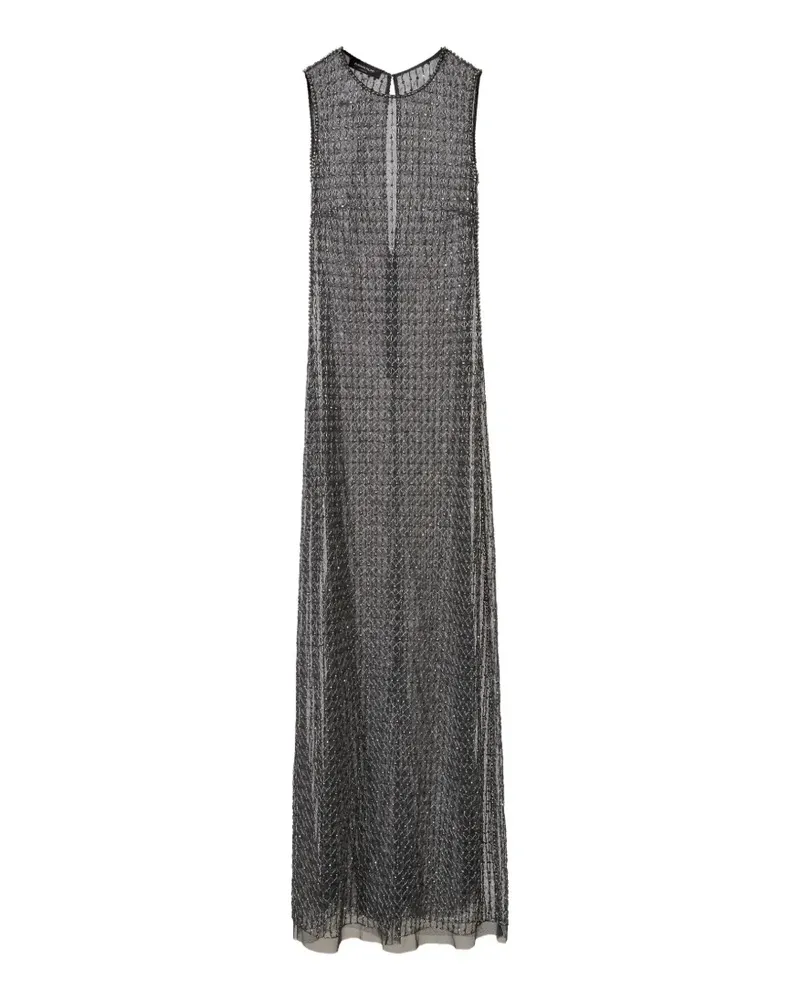 Fabiana Filippi Moonlight Maxikleid mit Perlen - Grau Grau