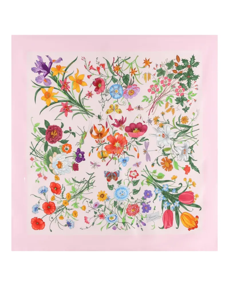 Gucci floral-print silk scarf - Rosa Rosa