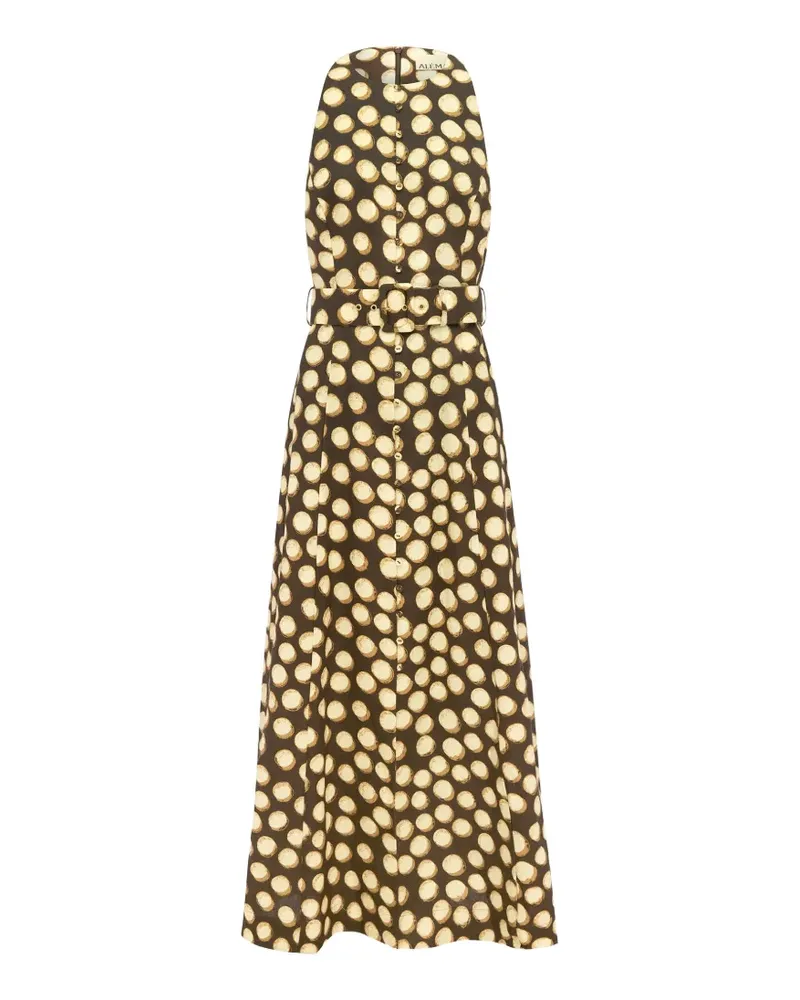 ALEMAIS Paula belted polka-dot midi dress - Braun Braun