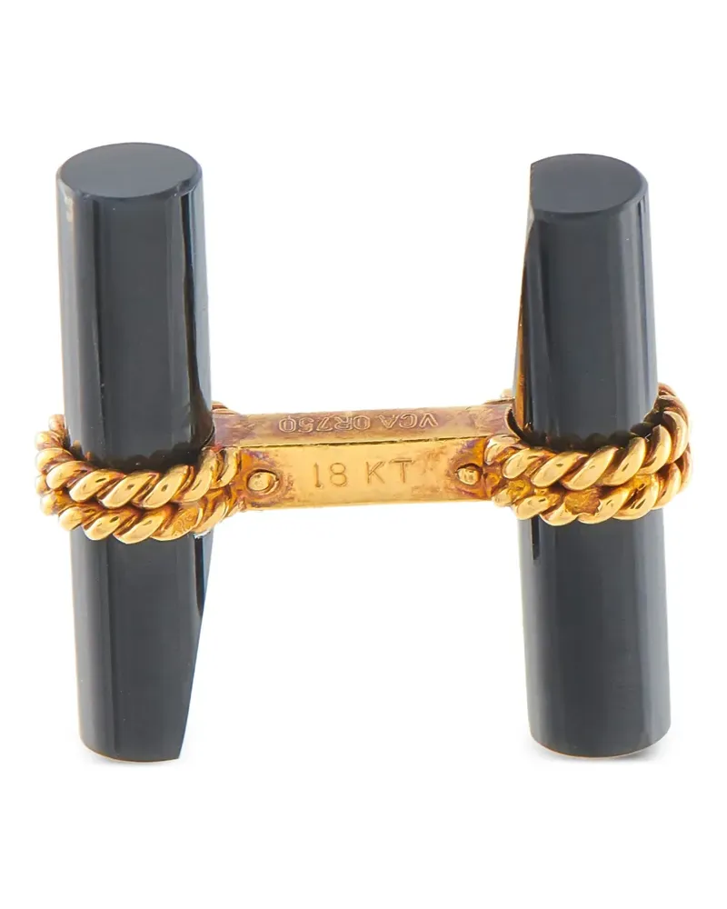 Van Cleef & Arpels 18k yellow gold onyx bar cufflinks Gold