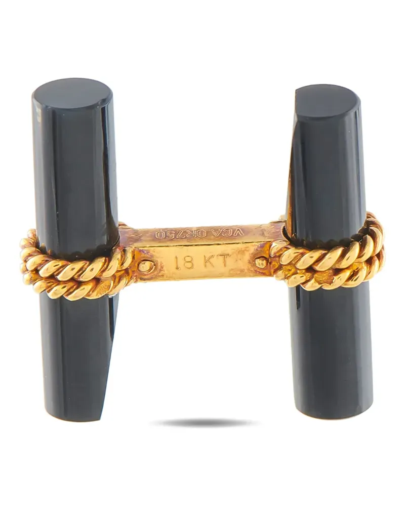 Van Cleef & Arpels 18k yellow gold onyx bar cufflinks Gold
