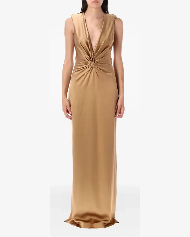 Tom Ford Ärmelloses Abendkleid mit verdrehtem Kragen - Braun Braun