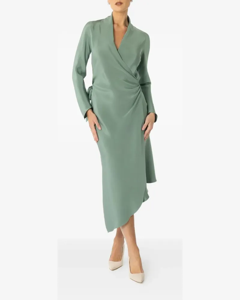 Peter Cohen Victor wrap-neck midi dress - Grün Grün