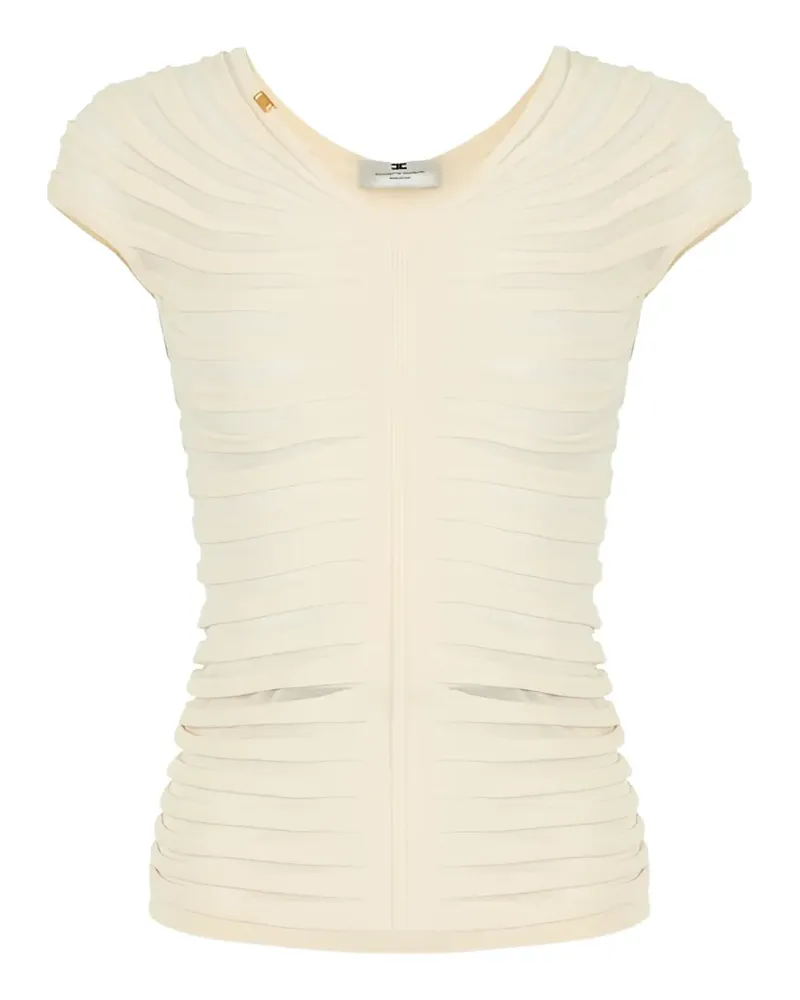 Elisabetta Franchi embossed fan-pattern top - Nude Nude