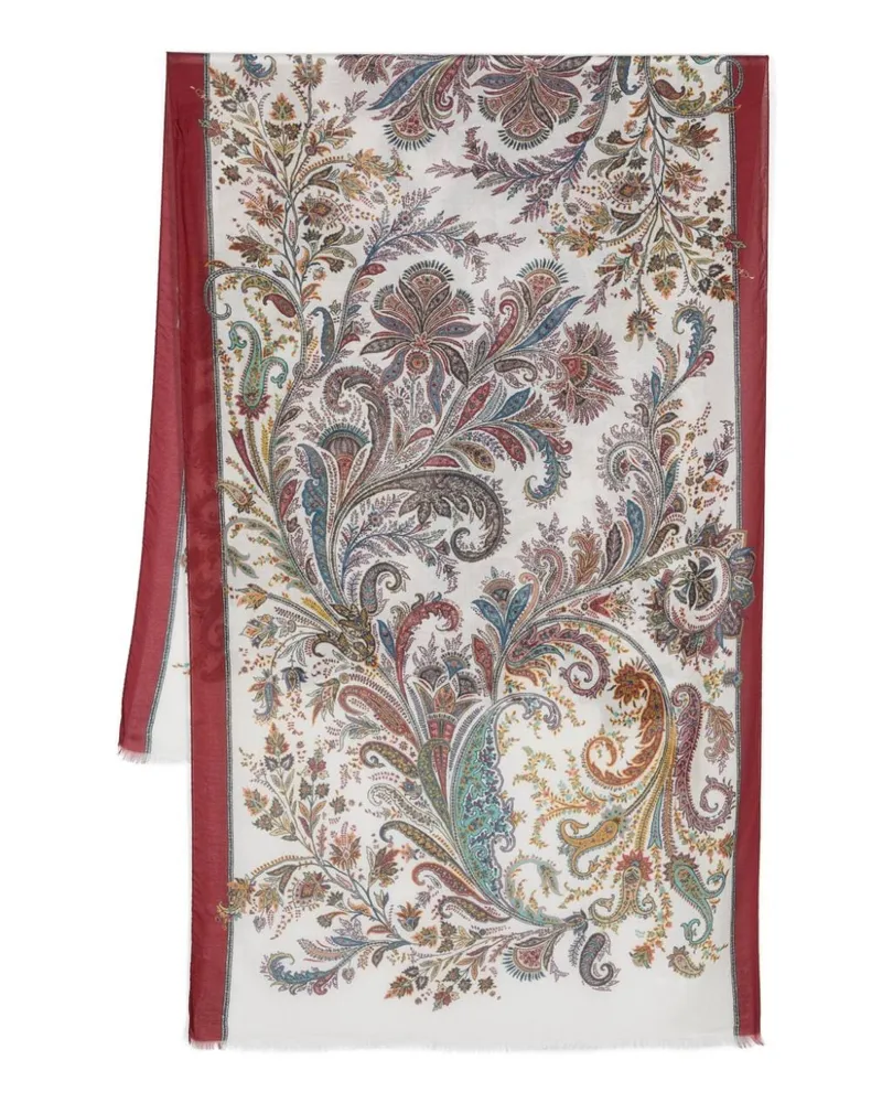 Etro Ausgefranster Schal aus Paisley-Jacquard - Rot Rot