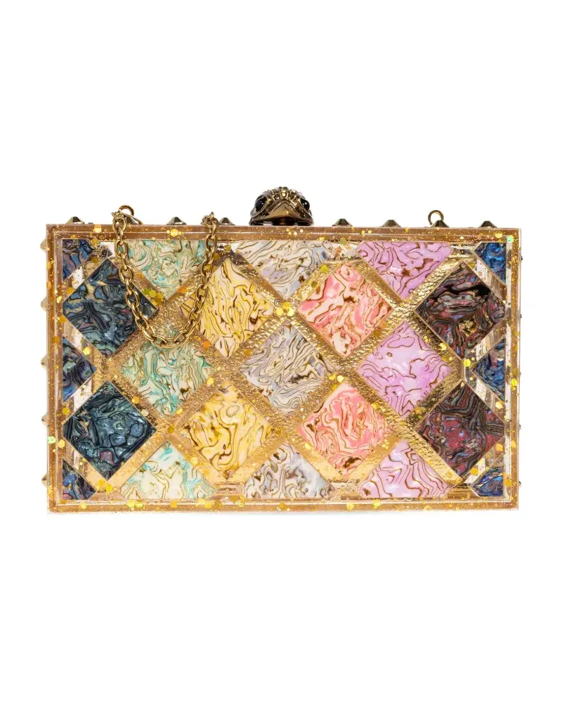 Kurt Geiger crystal quilted box clutch bag - Nude Nude
