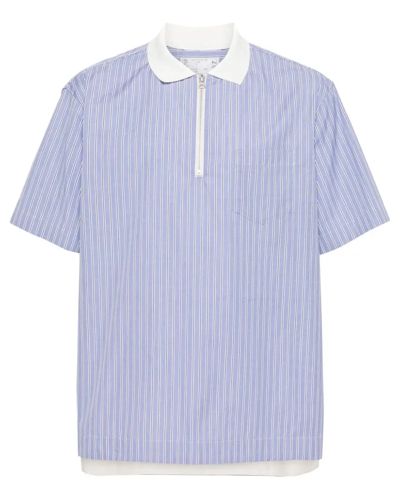 Sacai Gestreiftes Poloshirt Blau