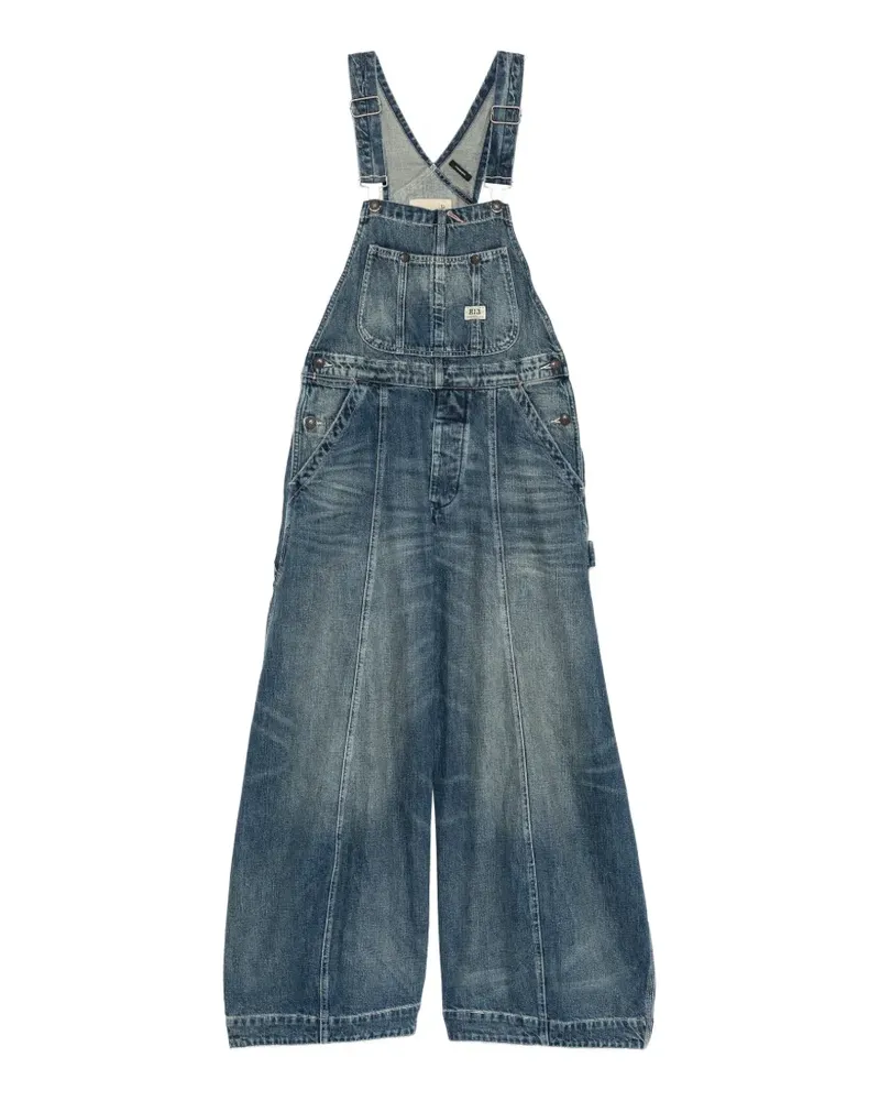 R13 faded-effect wide-leg dungarees - Blau Blau