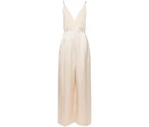 Weiter Jumpsuit mit V-Ausschnitt - Nude