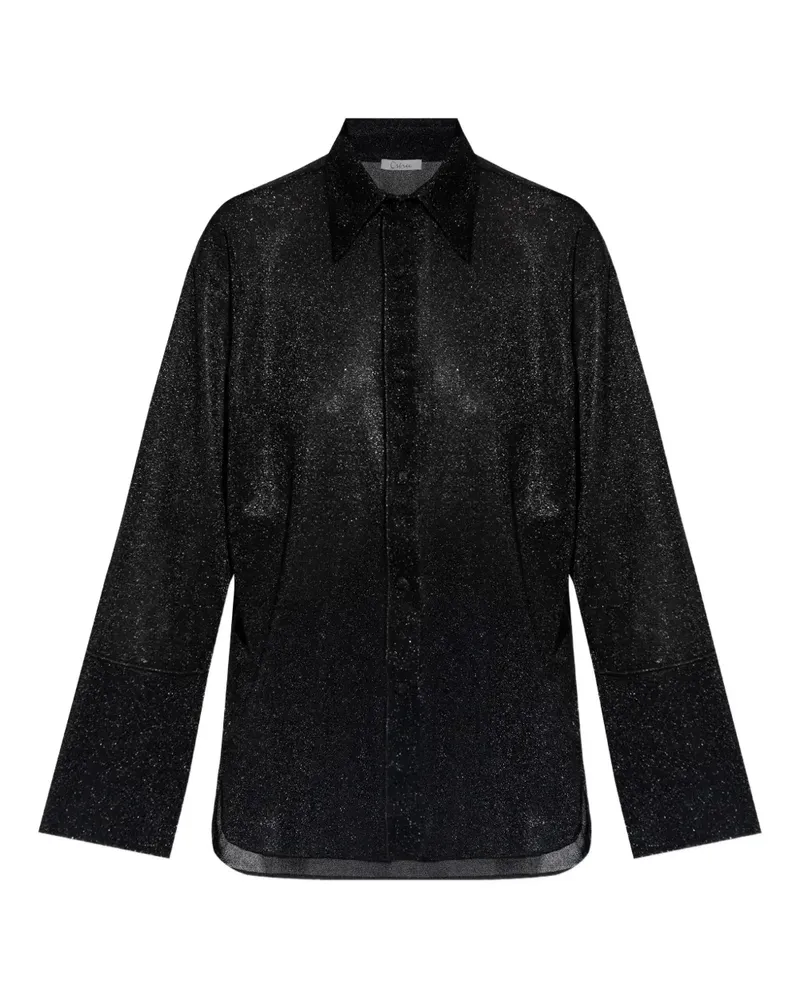 Oséree Geknöpftes Hemd mit Glitter-Optik - Schwarz Schwarz