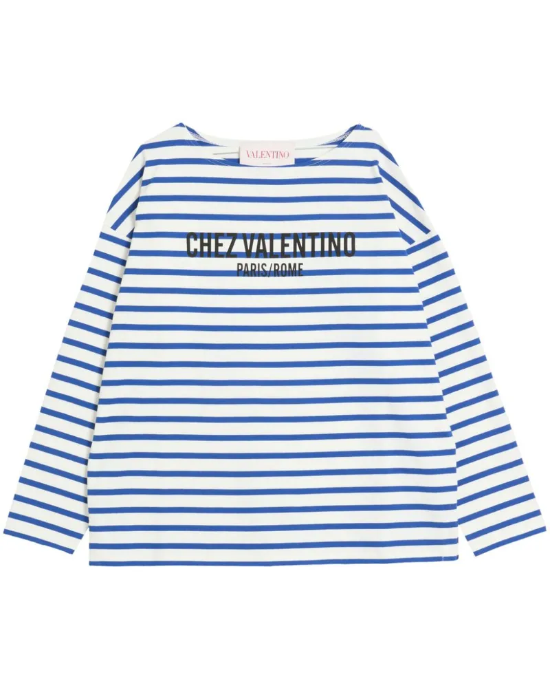 Valentino Garavani Gestreiftes T-Shirt mit Chez-Print - Blau Blau