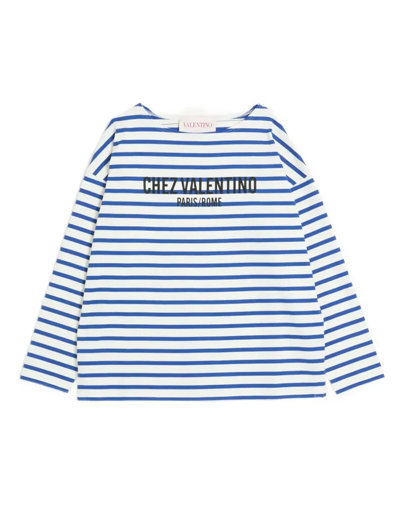 Valentino Garavani Gestreiftes T-Shirt mit Chez-Print - Blau Blau
