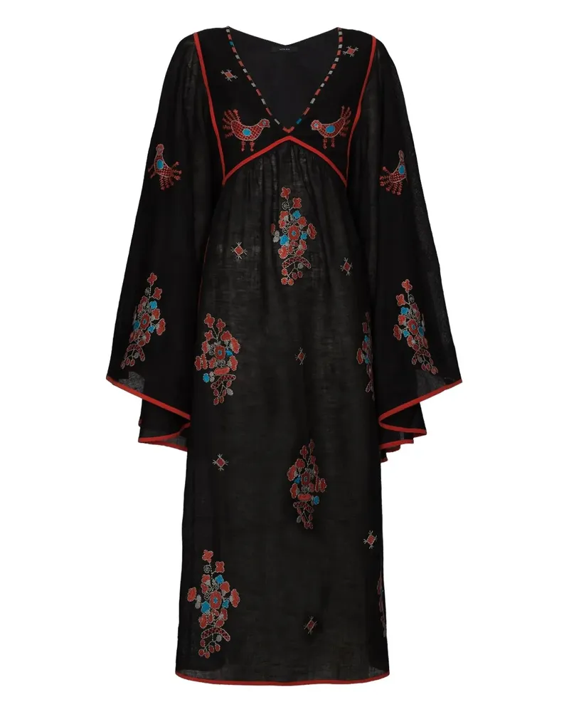 VITA KIN Happy Flowers' Midikleid - Schwarz Schwarz
