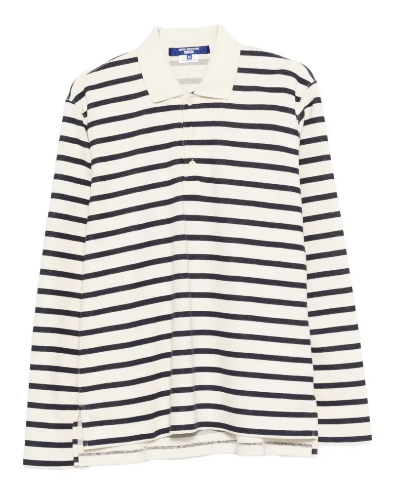 Junya Watanabe striped long-sleeve polo shirt - Weiß Weiß