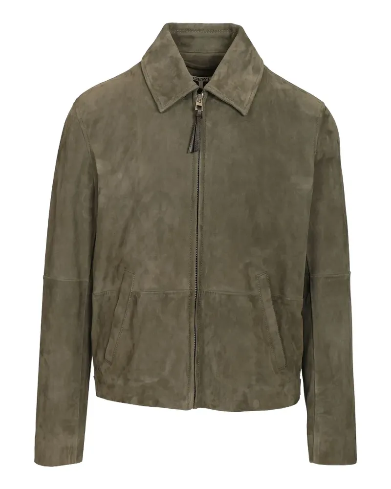 Loewe Zip-up jacket in suede lambskin - Grün Grün