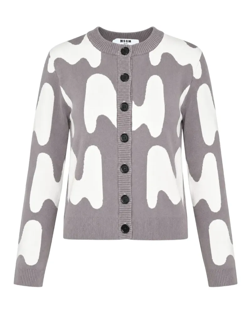 MSGM jacquard crew-neck cardigan - Grau Grau