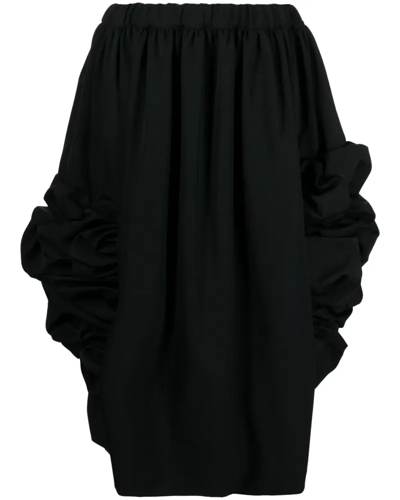 Comme des Garçons Midirock mit Raffung - Schwarz Schwarz