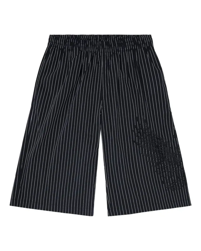 Diesel Bestickte Shorts mit Nadelstreifen - Schwarz Schwarz