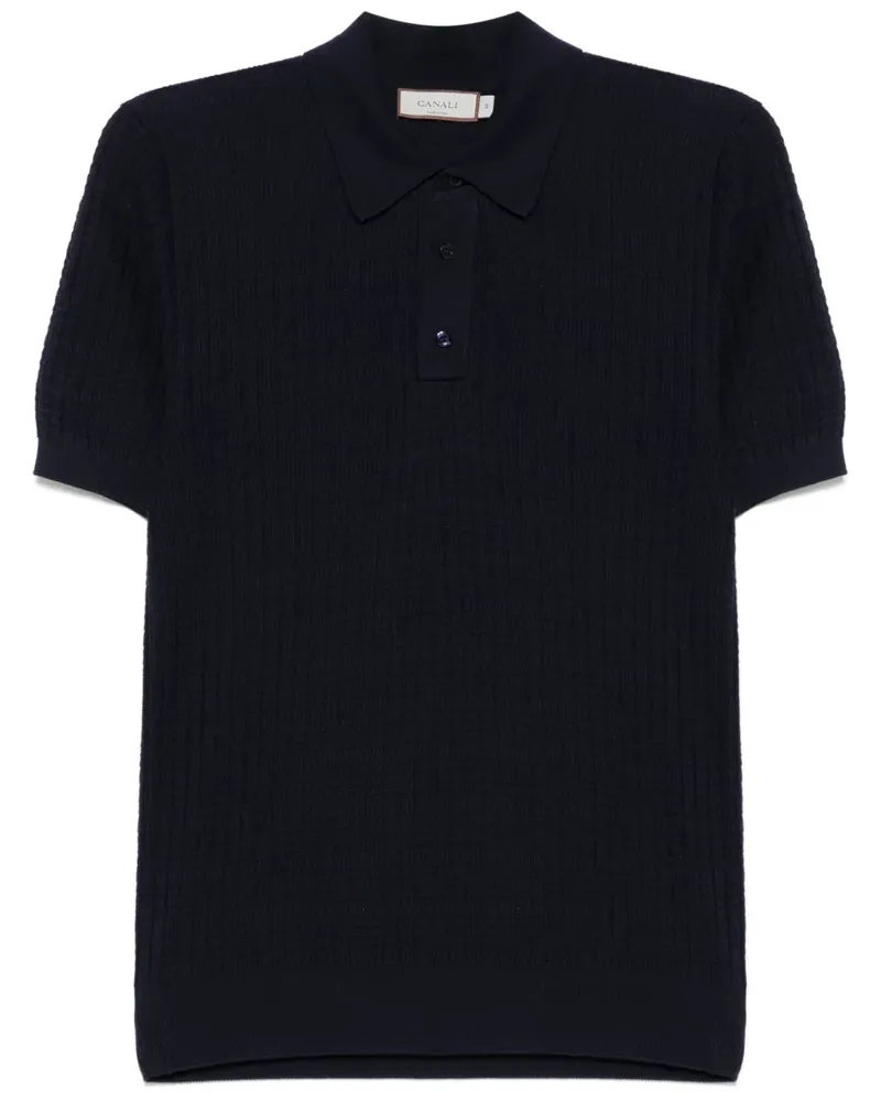 Canali Gestricktes Poloshirt - Blau Blau