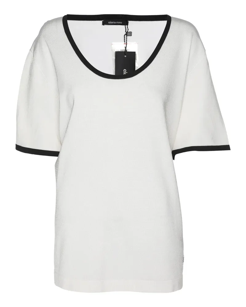 Elena Mirò T-Shirt mit Kontrastdetails - Weiß Weiß