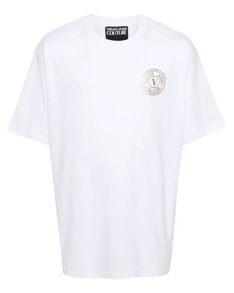 Versace Jeans T-Shirt mit V-Emblem - Weiß Weiß