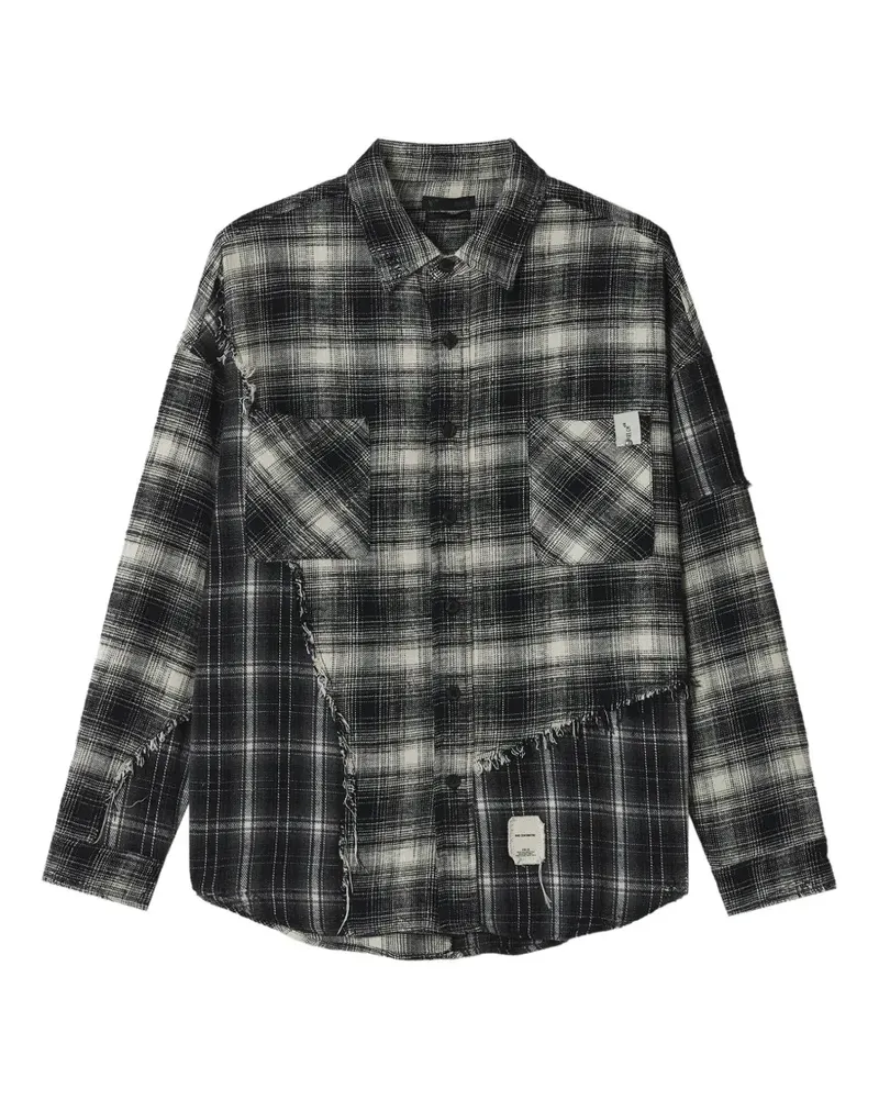 FIVE CM check patchwork shirt - Schwarz Schwarz