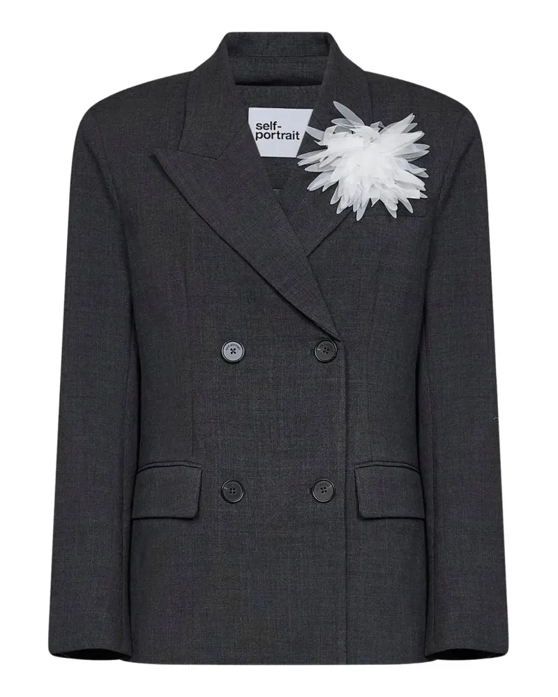 Self-Portrait Doppelreihiger Blazer - Grau Grau