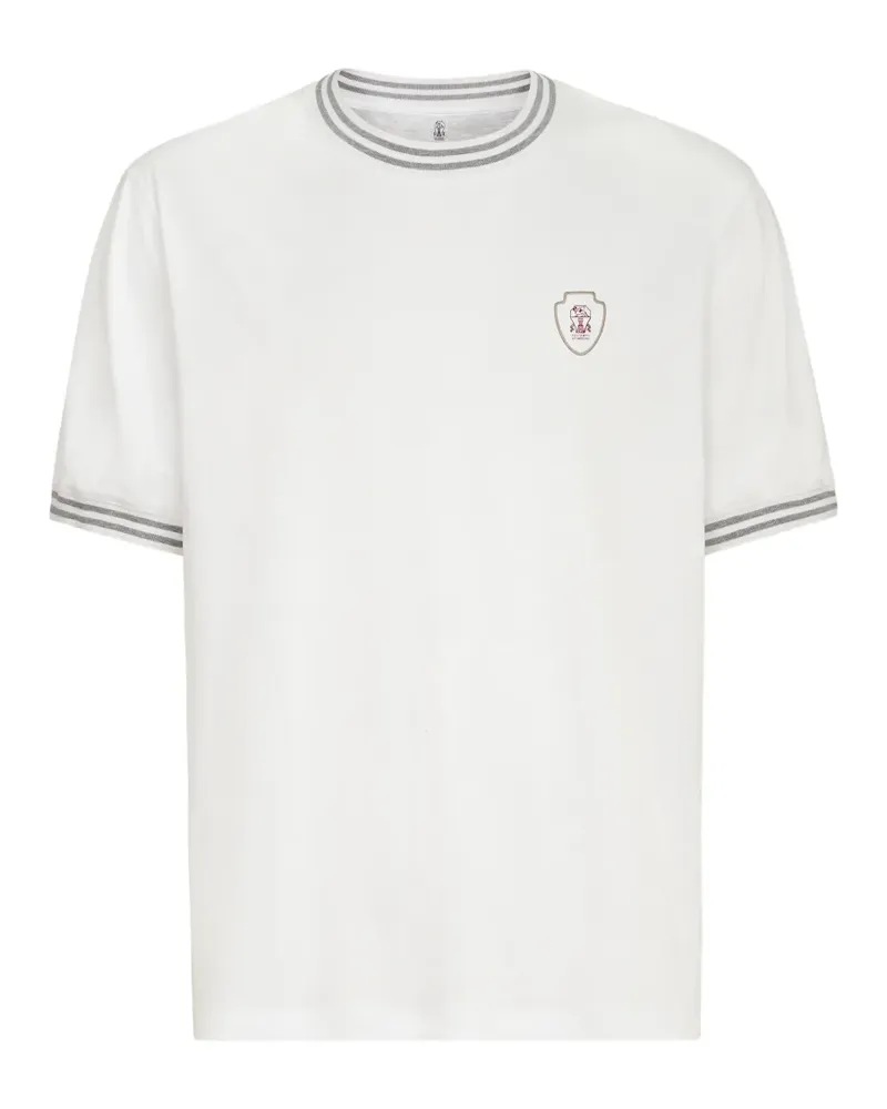 Brunello Cucinelli T-Shirt mit Logo-Stickerei - Weiß Weiß