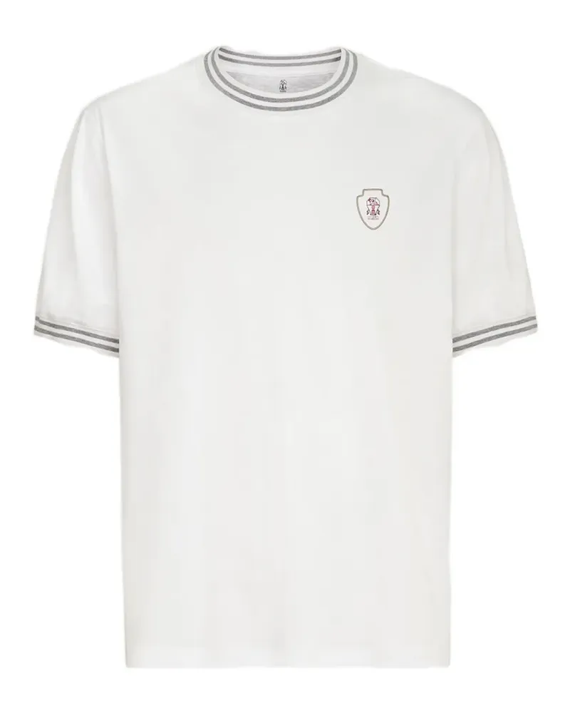 Brunello Cucinelli T-Shirt mit Logo-Stickerei - Weiß Weiß