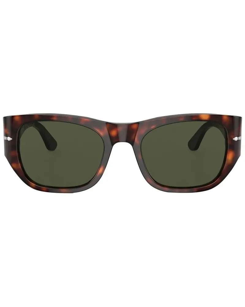 Persol Breite Sonnenbrille in Schildpattoptik - Grün Grün
