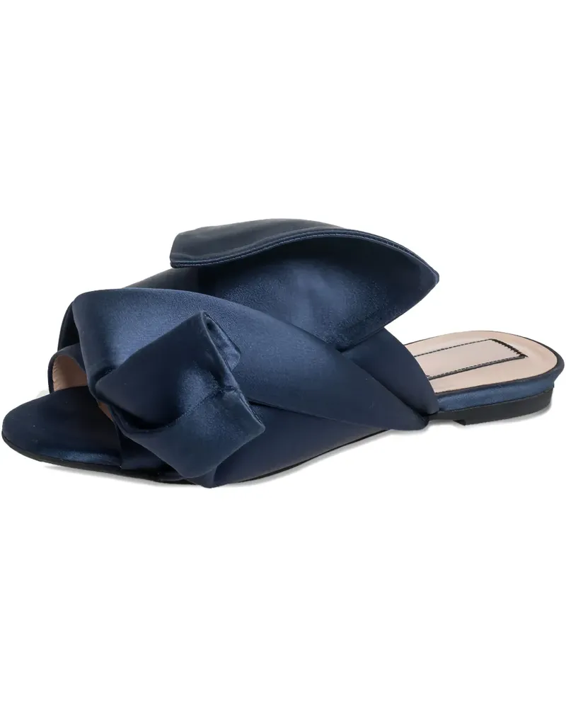 N° 21 Pre-owned Satin-Pantoletten mit Knoten - Blau Blau
