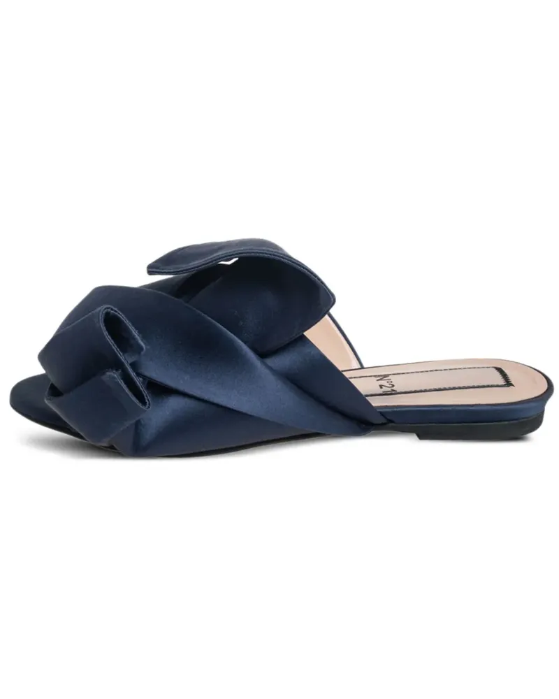 N° 21 Pre-owned Satin-Pantoletten mit Knoten - Blau Blau