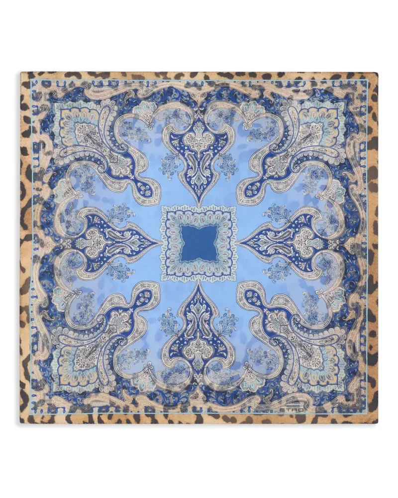 Etro Einstecktuch aus Seide mit Animal-Paisley - Blau Blau