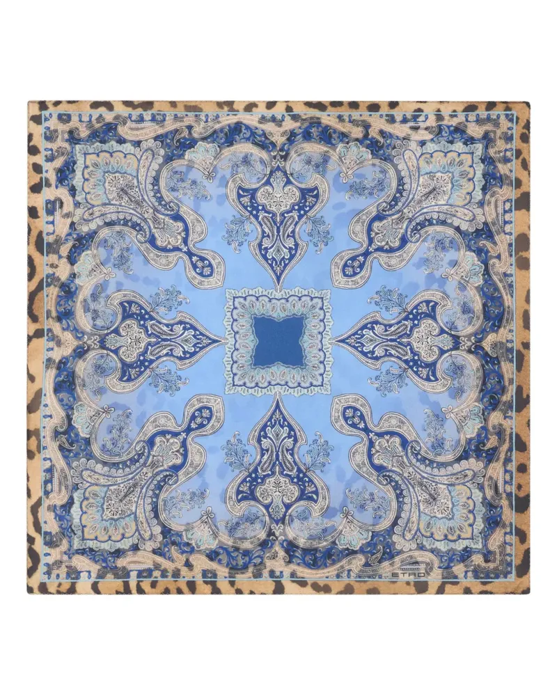 Etro animal paisley-motif silk pocket square - Blau Blau