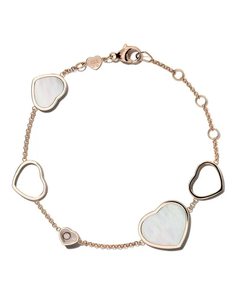 Chopard 18kt 'Happy Hearts' Rotgoldarmband mit Perlmutt und einem Diamanten - Rosa Rosa