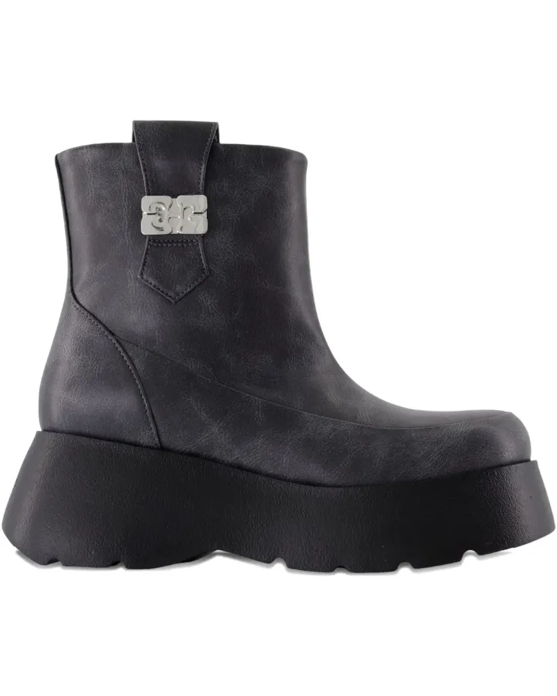 Ganni leather ankle boots - Schwarz Schwarz